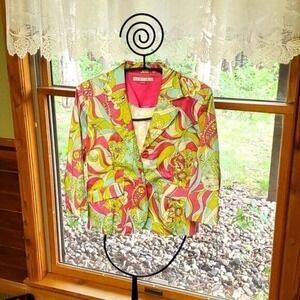 Coast to Coast Colorful Designed Fun Sz. L Blazer Jacket